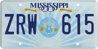 MS license plate ZRW615