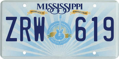MS license plate ZRW619