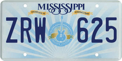 MS license plate ZRW625