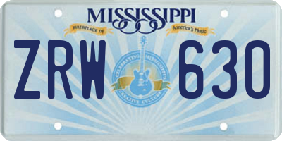 MS license plate ZRW630
