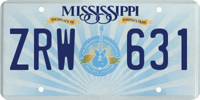 MS license plate ZRW631