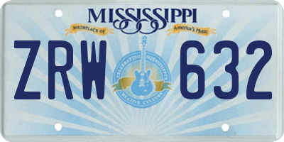 MS license plate ZRW632