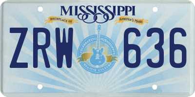 MS license plate ZRW636