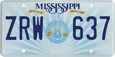 MS license plate ZRW637