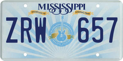 MS license plate ZRW657