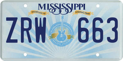 MS license plate ZRW663