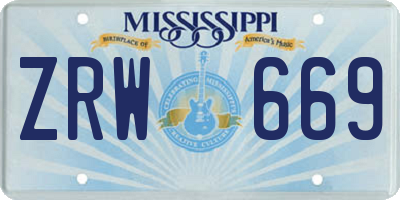MS license plate ZRW669