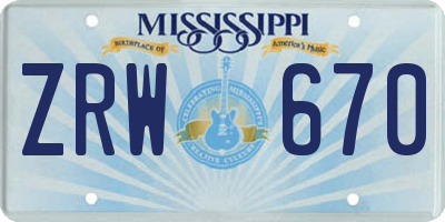 MS license plate ZRW670
