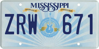 MS license plate ZRW671