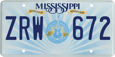 MS license plate ZRW672