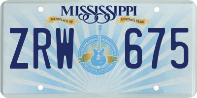 MS license plate ZRW675