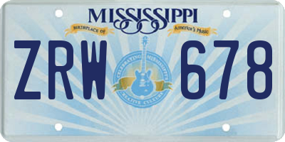 MS license plate ZRW678