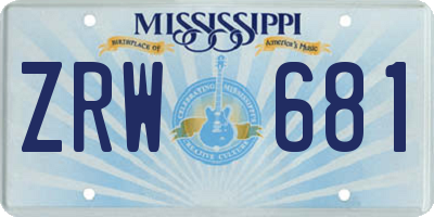 MS license plate ZRW681