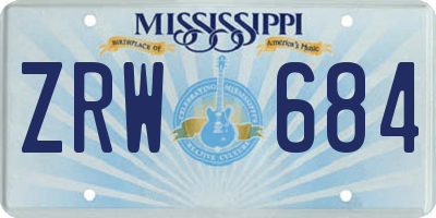 MS license plate ZRW684