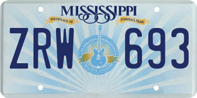 MS license plate ZRW693