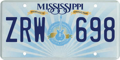 MS license plate ZRW698