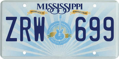 MS license plate ZRW699