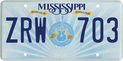 MS license plate ZRW703