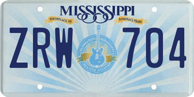 MS license plate ZRW704