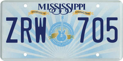 MS license plate ZRW705