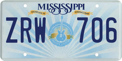 MS license plate ZRW706