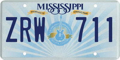 MS license plate ZRW711