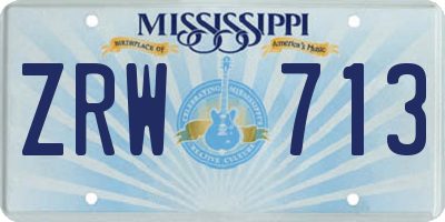MS license plate ZRW713