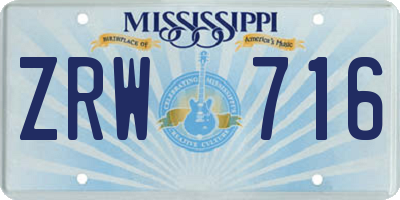 MS license plate ZRW716