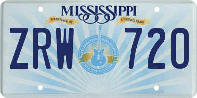 MS license plate ZRW720