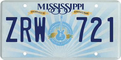 MS license plate ZRW721