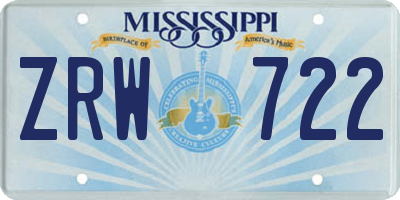 MS license plate ZRW722
