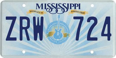 MS license plate ZRW724
