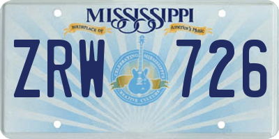MS license plate ZRW726