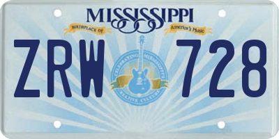 MS license plate ZRW728