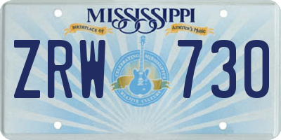 MS license plate ZRW730