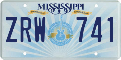 MS license plate ZRW741