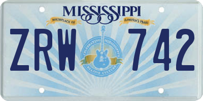 MS license plate ZRW742