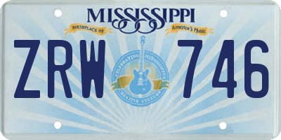 MS license plate ZRW746