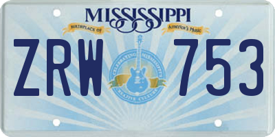 MS license plate ZRW753