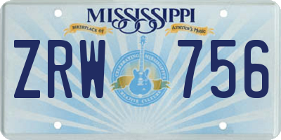 MS license plate ZRW756