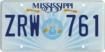 MS license plate ZRW761