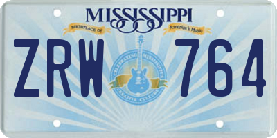 MS license plate ZRW764
