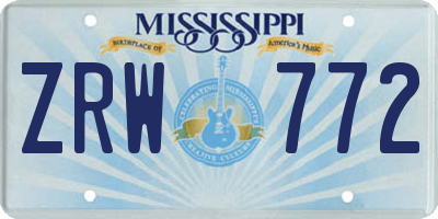 MS license plate ZRW772