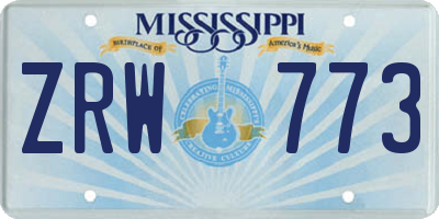 MS license plate ZRW773