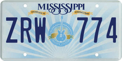 MS license plate ZRW774