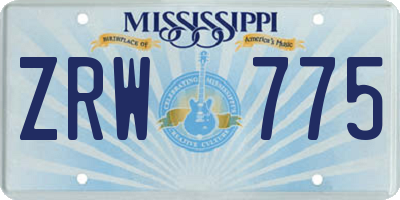 MS license plate ZRW775