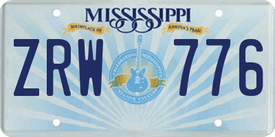 MS license plate ZRW776