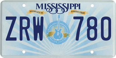 MS license plate ZRW780