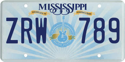 MS license plate ZRW789