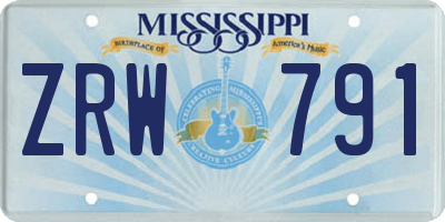 MS license plate ZRW791